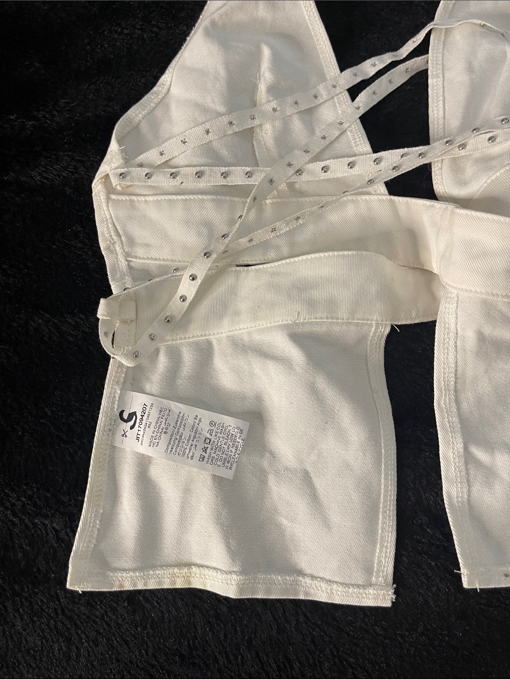 Women’s White Halter Eyelet Detail Crop Top - Picture 10 of 12